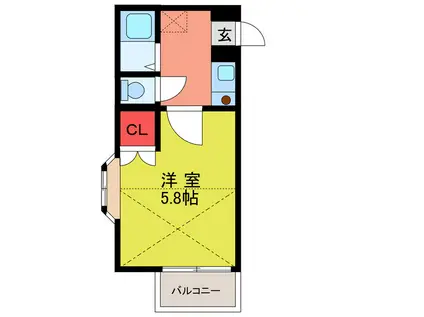 グランモア坂戸(1K/2階)の間取り写真