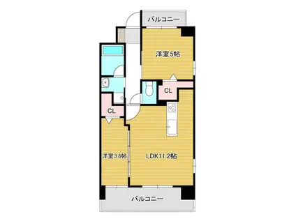 コンダクトレジデンスSANGAMORI(2LDK/2階)の間取り写真
