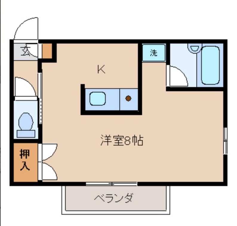 セレニティ川添B棟(ワンルーム/3階)の間取り写真