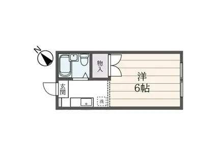 パークハイツラパス(1K/2階)の間取り写真