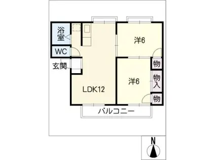 竹市丸野ハイツ(2LDK/1階)の間取り写真