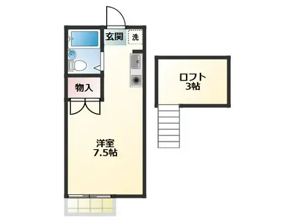 トムハイツII(ワンルーム/2階)の間取り写真