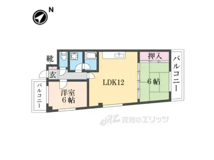 エスポワール交野(2LDK/5階)の間取り写真