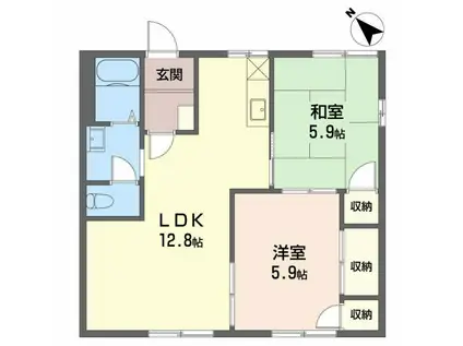 シーサイド若宮A棟(2LDK/1階)の間取り写真