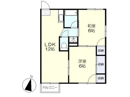 コーポ・ラティブ・イトーC(2DK/2階)の間取り写真