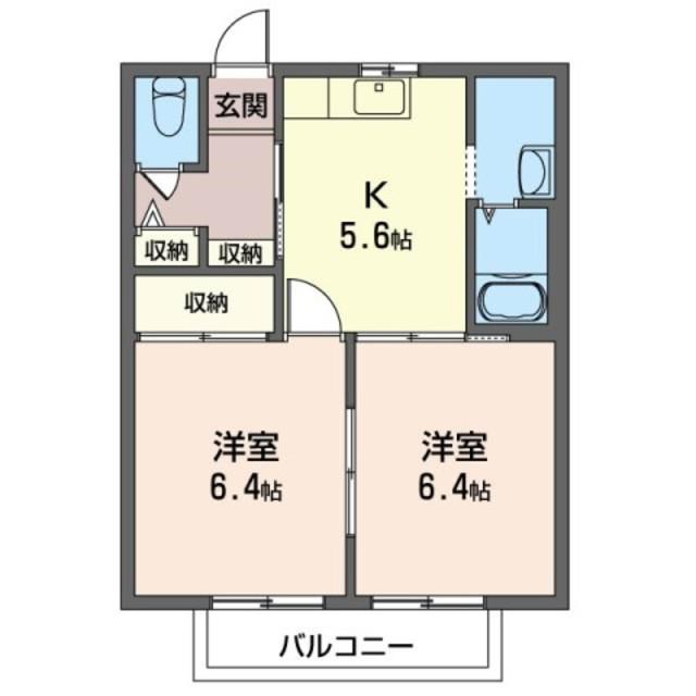 ニューエイト(2K/2階)の間取り写真