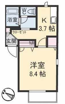 ディアス貴船A棟(1K/1階)の間取り写真