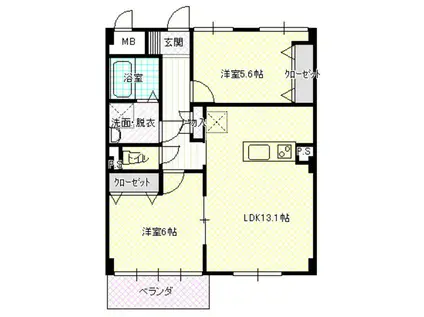 VIA.さくら(2LDK/2階)の間取り写真