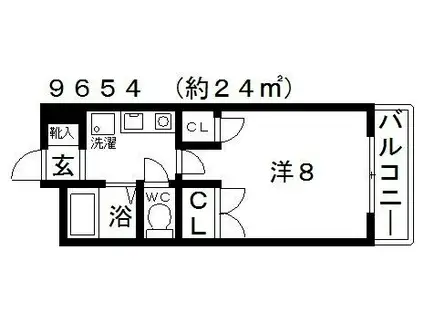 キャッスル山村B(1K/4階)の間取り写真