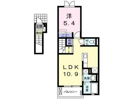 オークフォレスト明和VI(1LDK/2階)の間取り写真