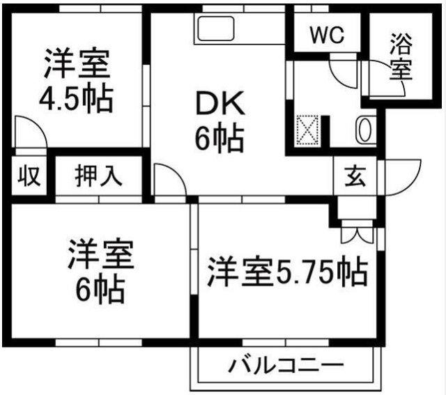 グリーンハイツ萩原B(3DK/2階)の間取り写真