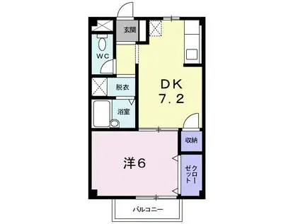 ドミール仙人塚(1DK/2階)の間取り写真