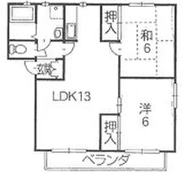 ディアス東町ノ坪B(2LDK/2階)の間取り写真