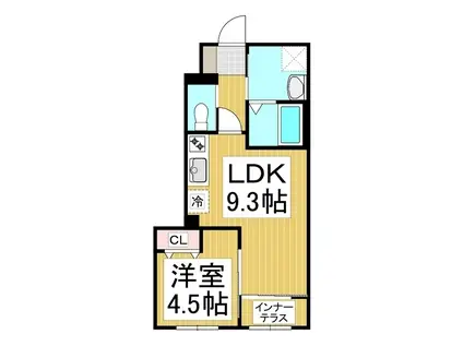 グランデージ松ヶ丘(1LDK/1階)の間取り写真