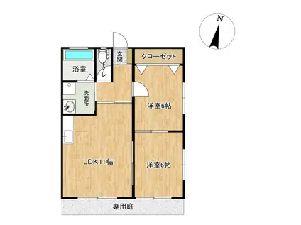 ベルメゾン大野 I(2LDK/1階)の間取り写真