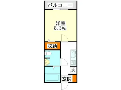 コスモヒルズ(1K/1階)の間取り写真