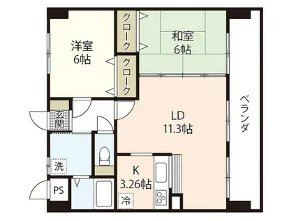 キャトルセゾン(2LDK/8階)の間取り写真