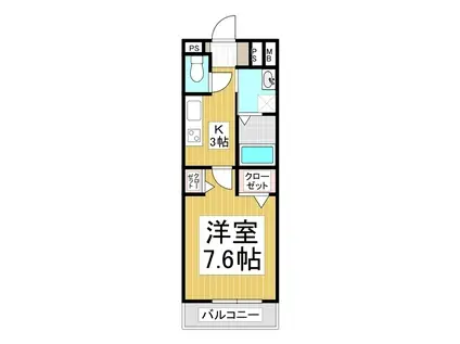 コンフォーティア中洲IV A棟(1K/1階)の間取り写真