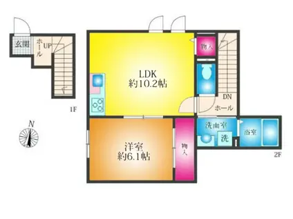 ルナ アンジュ(1LDK/2階)の間取り写真