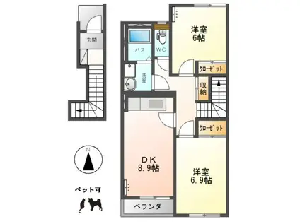 サンライズII(2DK/2階)の間取り写真