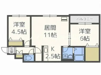 フォレストR(2LDK/1階)の間取り写真