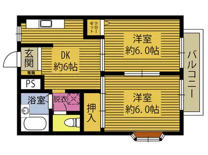 シティハイツナガイ(2DK/2階)の間取り写真