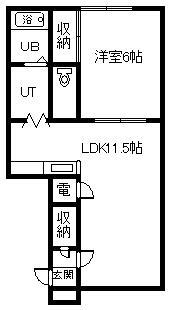 アスティ13A棟(1LDK/2階)の間取り写真