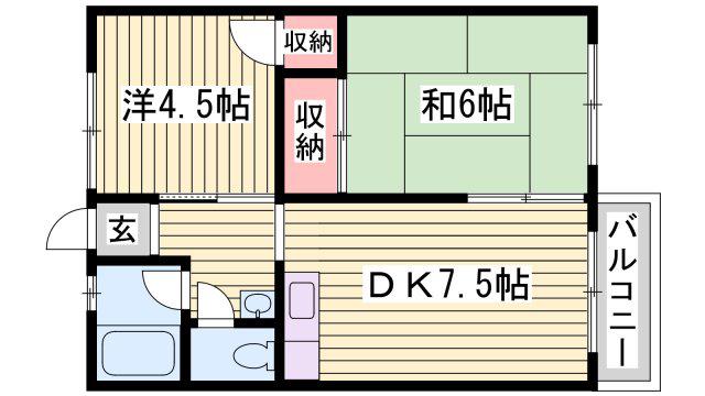 やまやコーポ(2DK/2階)の間取り写真