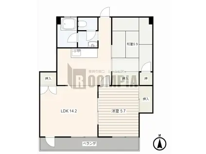 アヴィオン岐阜(2LDK/3階)の間取り写真