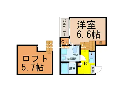 グランドゥール(1SK/1階)の間取り写真