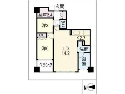 アップルパレス丸の内505号(2LDK/5階)の間取り写真