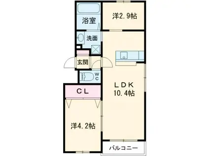 LIFEFIELDみやま(1SLDK/2階)の間取り写真