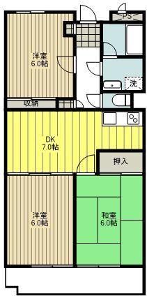 レジデンス第7石川(3DK/2階)の間取り写真