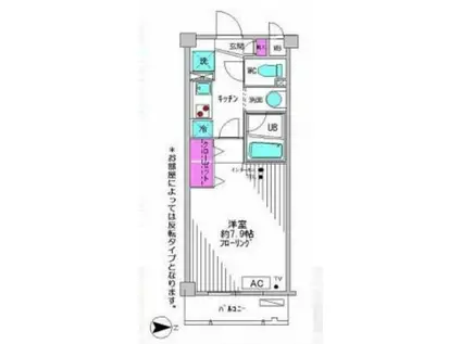 レジディア本郷菊坂プレイス(1K/1階)の間取り写真