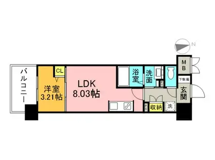 エスポワールI(1LDK/6階)の間取り写真