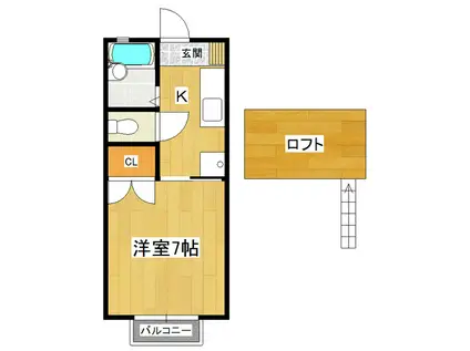 宮ハイツ(1K/1階)の間取り写真