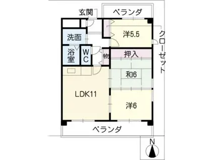 ピアドール長良(3LDK/2階)の間取り写真