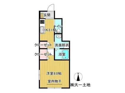 コンフォートグレイス A(1K/1階)の間取り写真