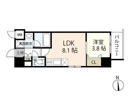S-RESIDENCE宇品5丁目II(1LDK/10階)の間取り写真