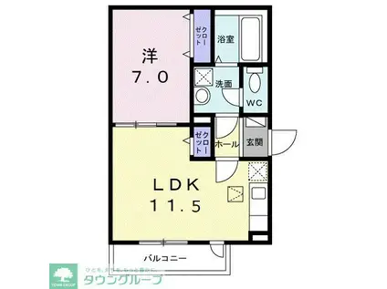 六ツ角フラット3号(1LDK/1階)の間取り写真