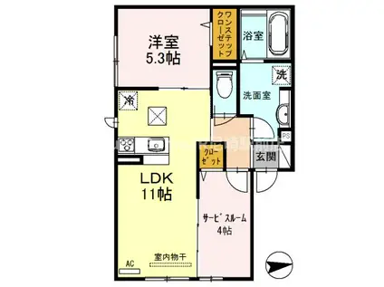セジュール塚口町IV(1SLDK/1階)の間取り写真