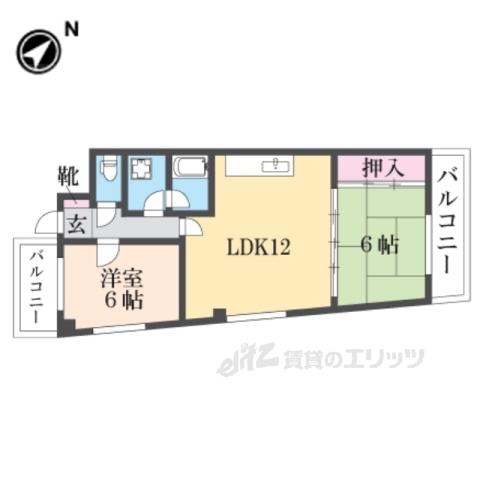 エスポワール交野(2LDK/5階)の間取り写真