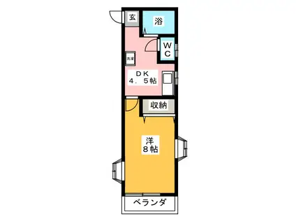 コーポビレッジ湘南(1DK/1階)の間取り写真