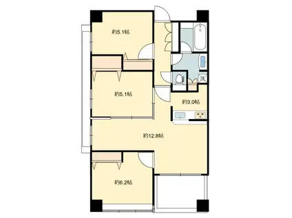 サンクチュアリ菊川リバ-サイドステ-ジ(3LDK/5階)の間取り写真