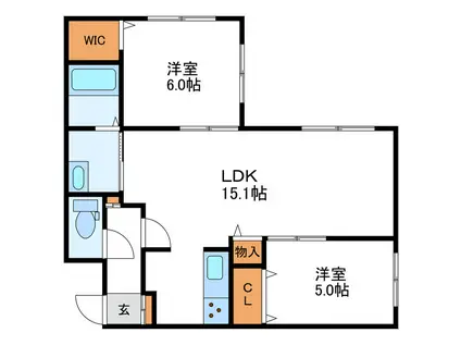 ウエスト VILLETTA ウエストヴィレッタ(2LDK/1階)の間取り写真