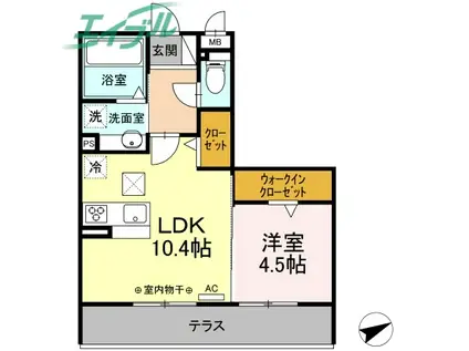 アンフィニときわ(1LDK/1階)の間取り写真