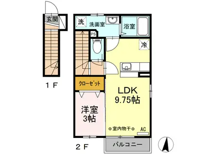 メゾンプラウディア(1LDK/2階)の間取り写真