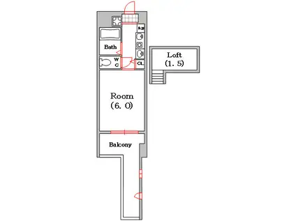 エステムコート大阪・中之島南(1SK/8階)の間取り写真