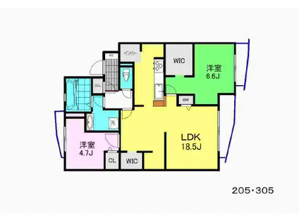 ビューハウス依佐美(2LDK/3階)の間取り写真