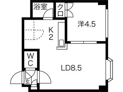 セントポーリア六番館(1LDK/2階)の間取り写真